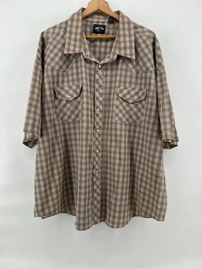 Falcon Bay Western Shirt Mens 4X Pearl Snap Plaid Short Sleeve Cowboy Ranchwear